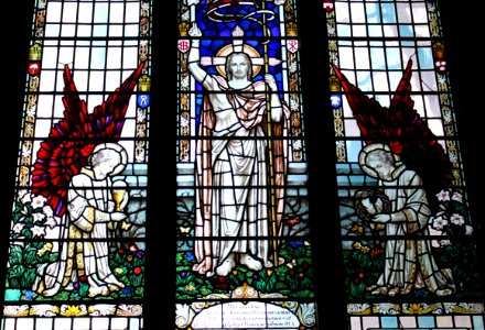 Jesus' Blessing in the stained-glass of St. Sepulchre Without Newgate