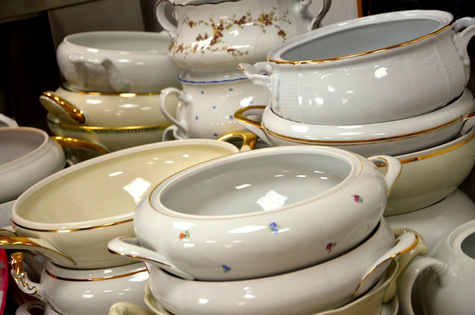 Old grandma's dishes stack