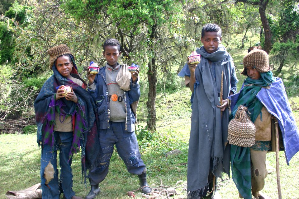Young craft sellers, Simien Mountains National Park, Ethiopian Highlands
