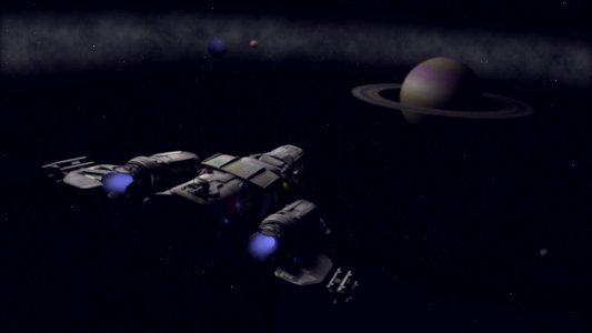 A Freelancer approaching a ringed planet