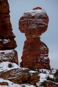 Balanced Rock, dusted with snow. photo