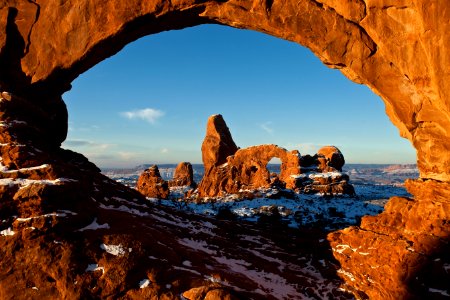 First Light on Turret Arch Framed by North Window