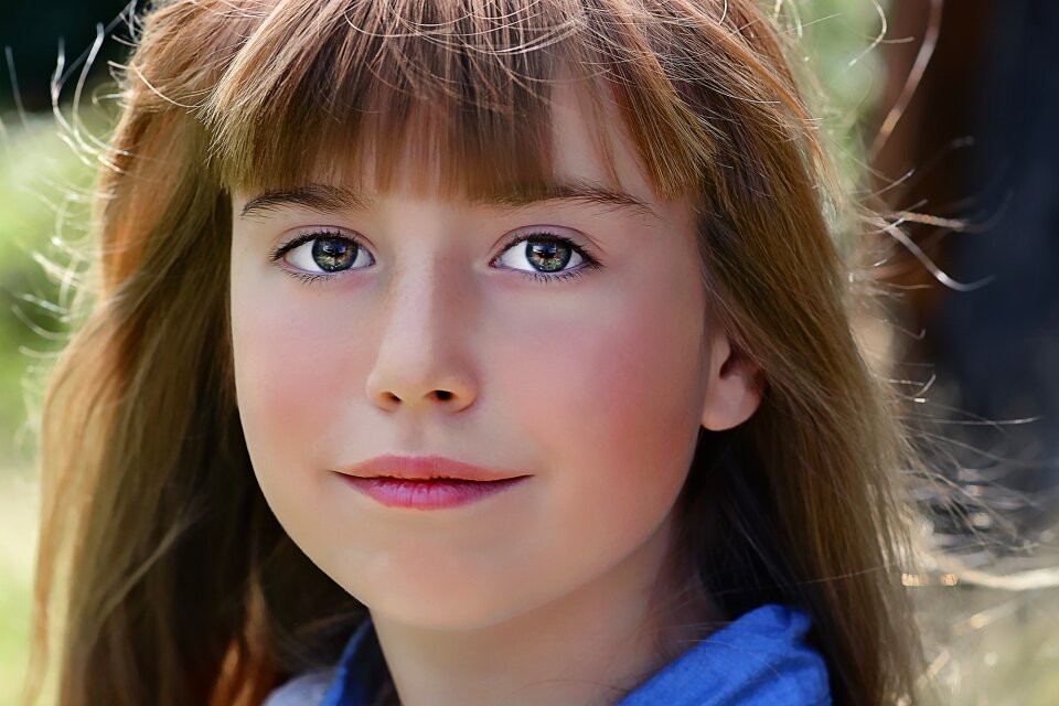 Girl long hair face
