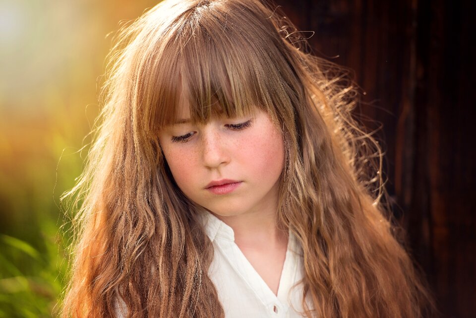Girl blond long hair