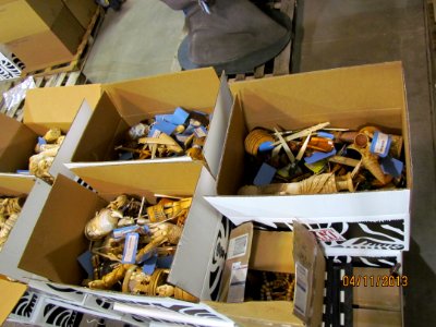 Boxes of small ivory pieces