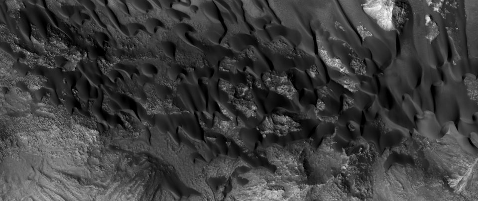 Dune Field Activity in Bonestell Crater