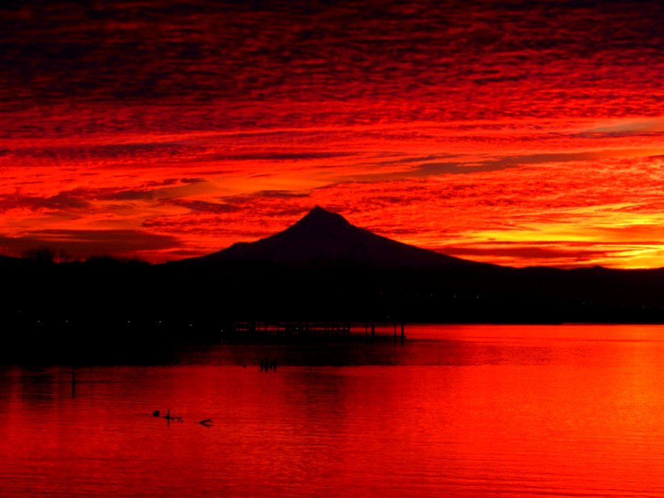 Sunrise at Columbia River and Mt. Hood