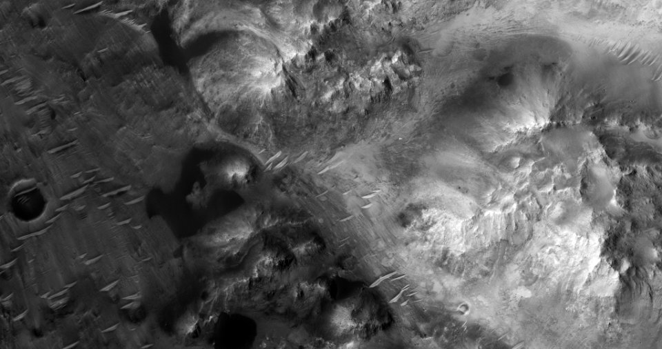 Rim of a Large Impact Crater Near Libya Montes