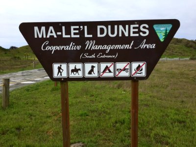 Signs in Ma-Le'l Dunes Recreation Area