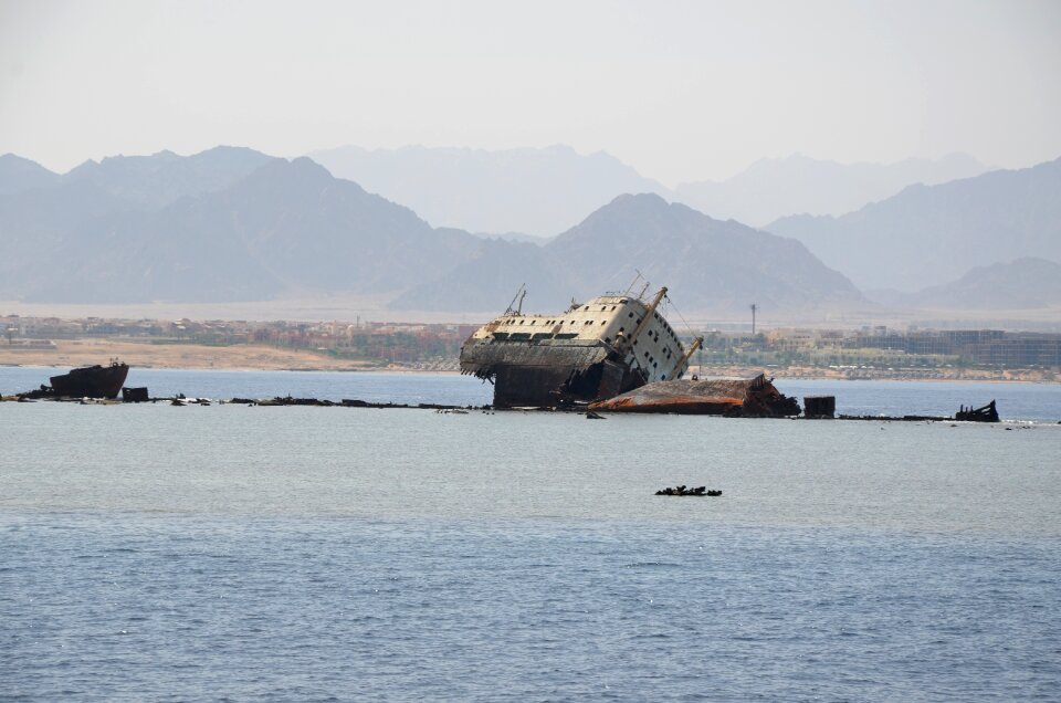 Water blue shipwreck