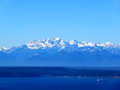 View of Olympic Mountains from Space Needle photo