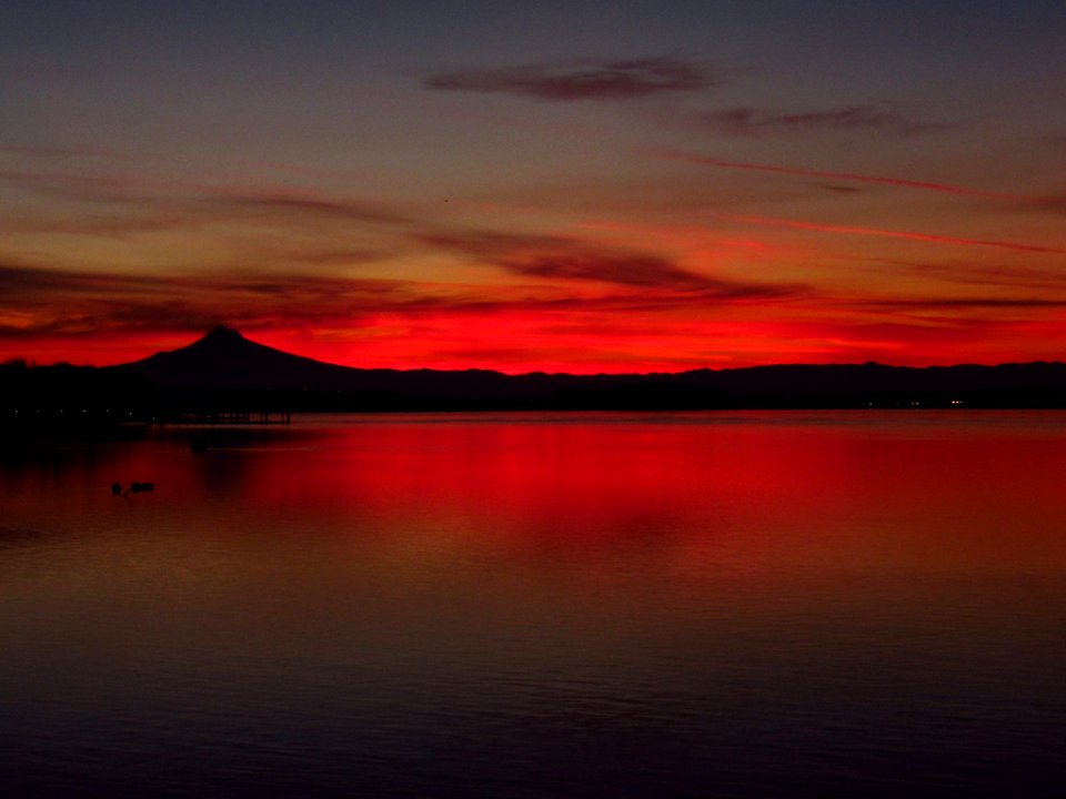 Sunrise at Columbia River and Mt. Hood