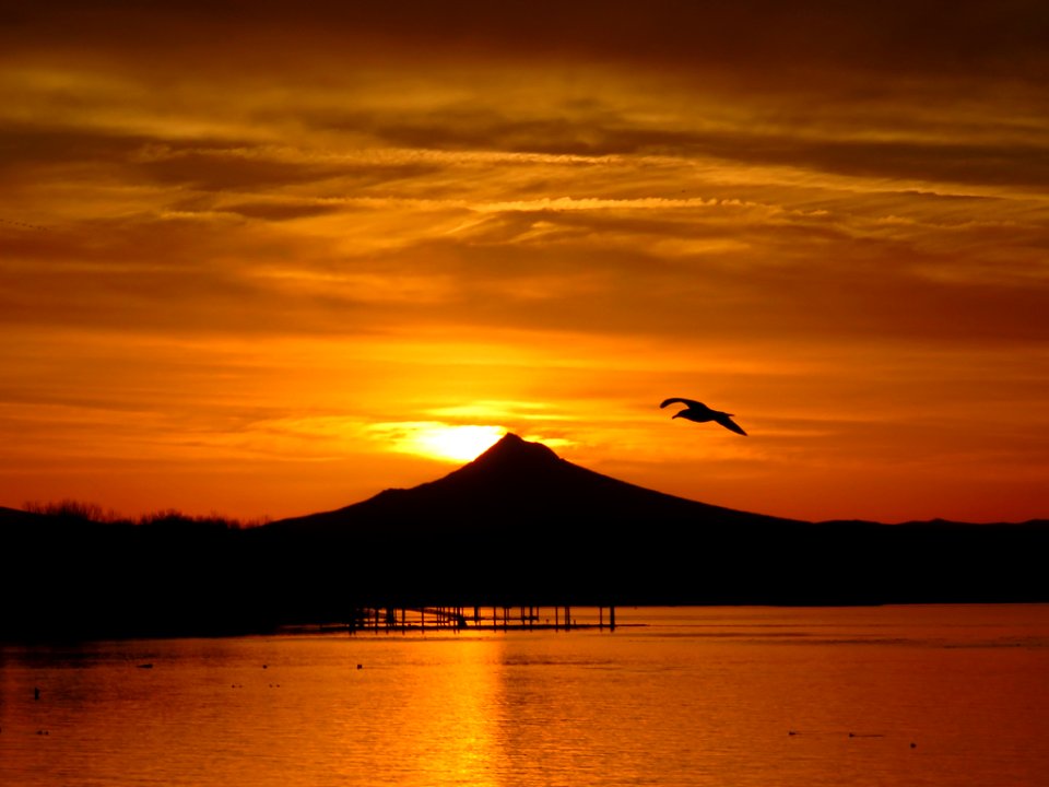 Sunrise at Columbia River and Mt. Hood