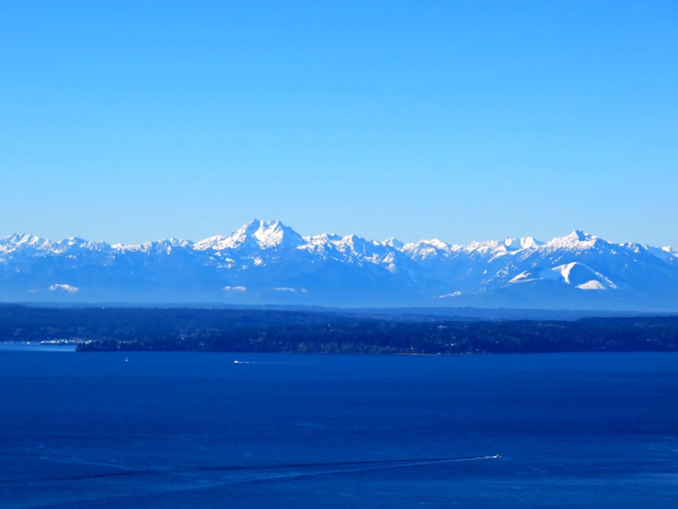 View of Olympic Mountains from Space Needle photo