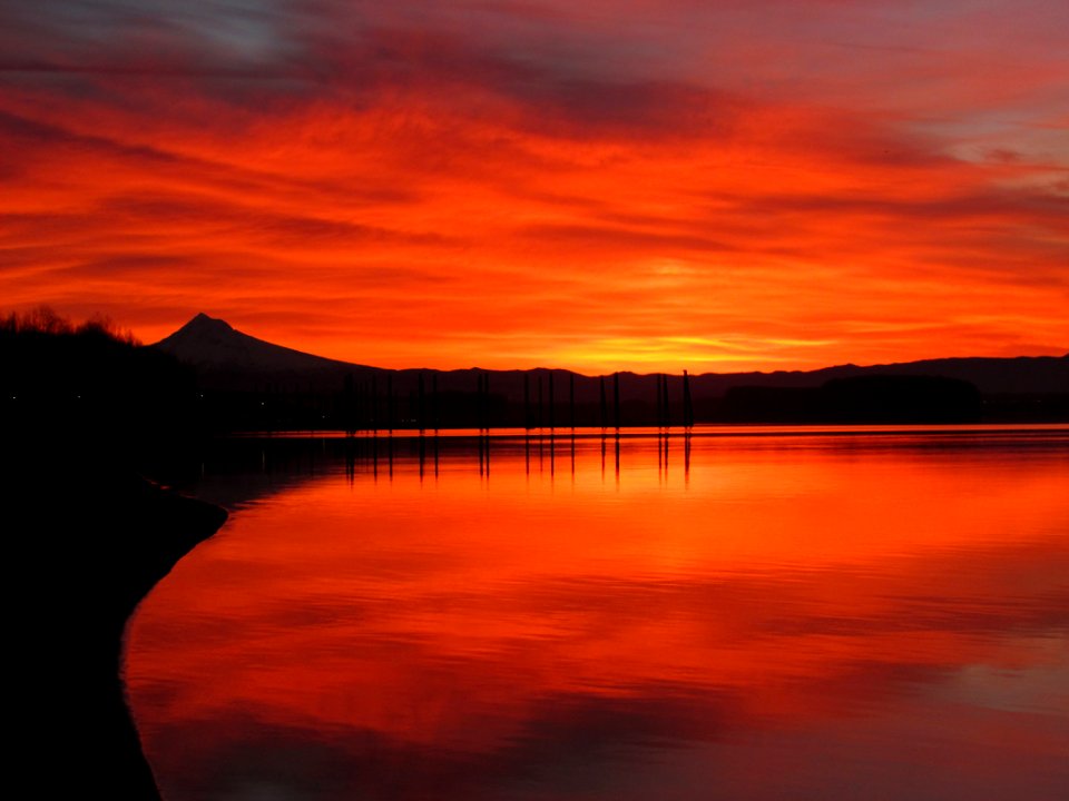 Sunrise at Columbia River and Mt. Hood
