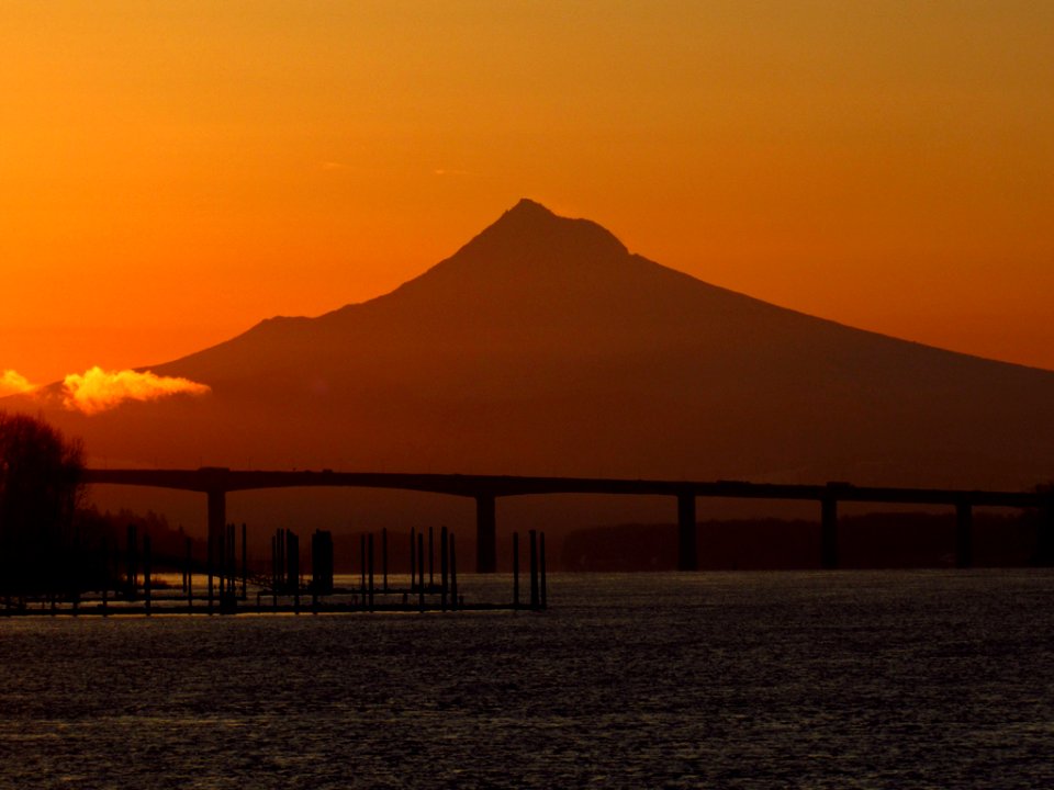 Sunrise at Columbia River and Mt. Hood