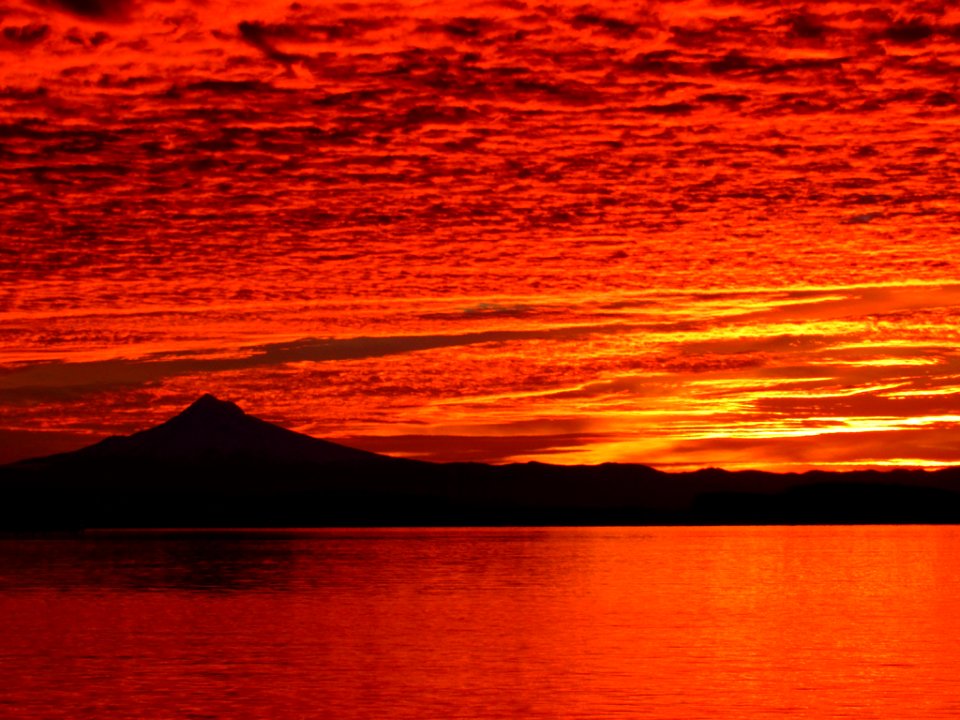 Sunrise at Columbia River and Mt. Hood
