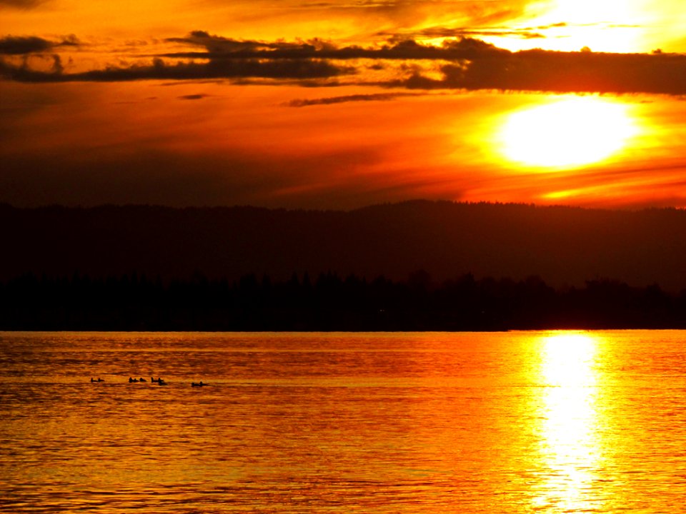 Sunset at Columbia River in Vancouver, WA