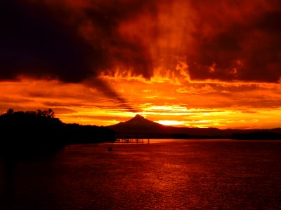 Sunrise with Mt. Hood and Columbia River in Washington