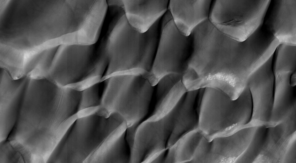 Colliding Sand Dunes in Aonia Terra