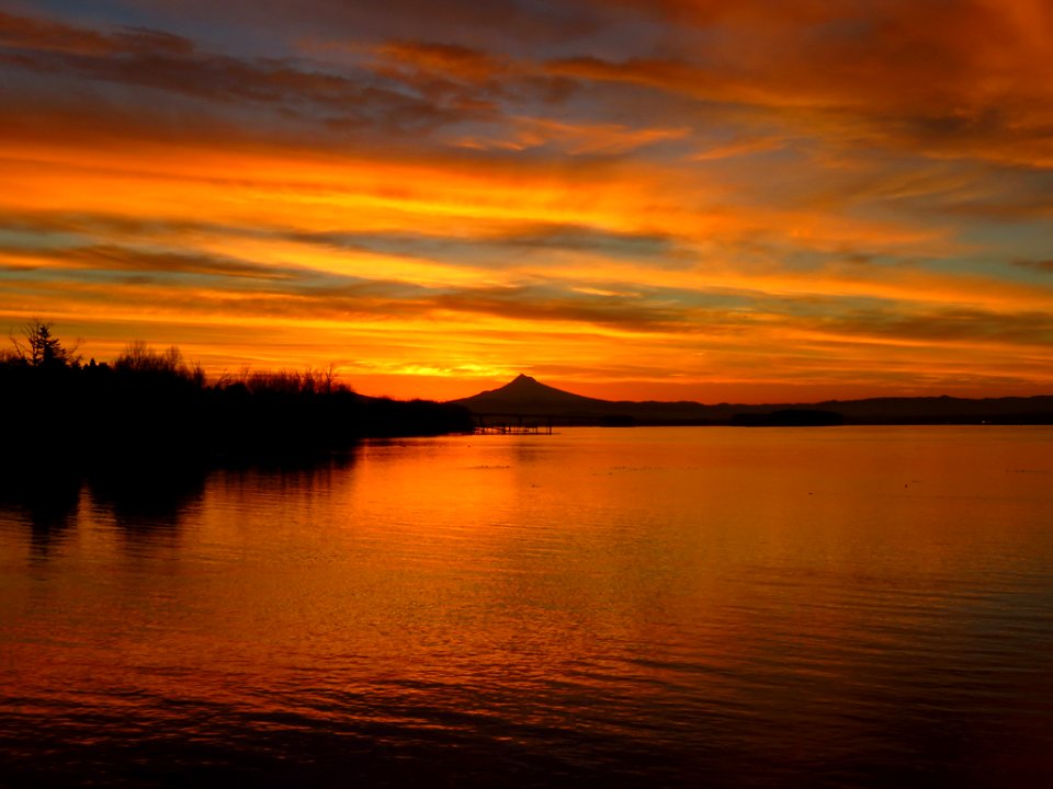 Sunrise at Columbia River and Mt. Hood