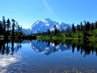 Mt. Shuksan and Picture Lake at Mt. Baker-Snoqualmie NF in WA photo