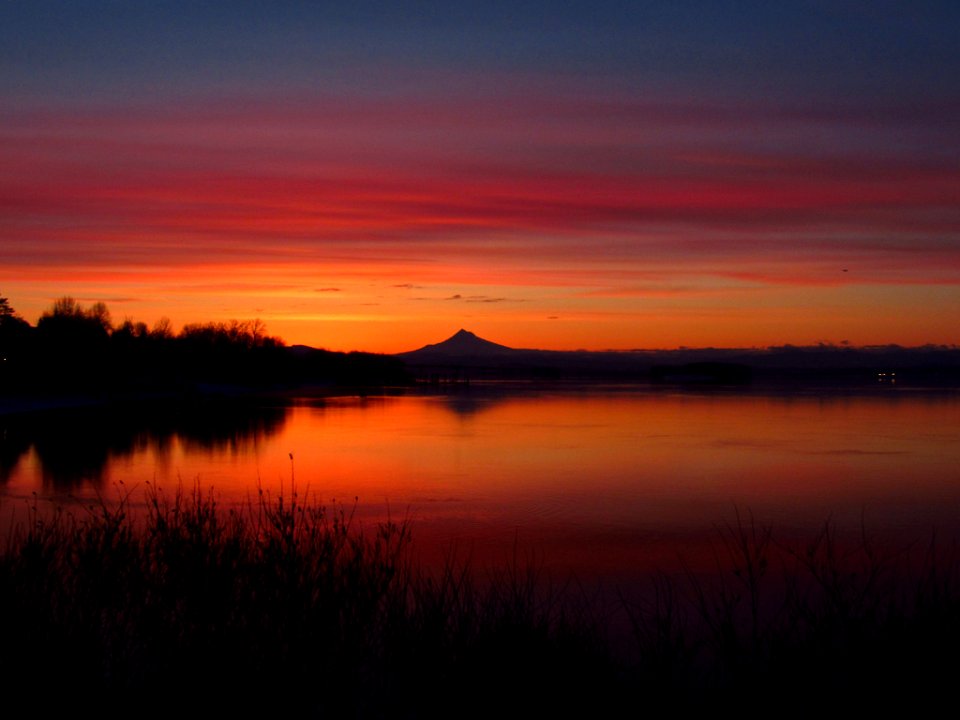 Sunrise at Columbia River and Mt. Hood
