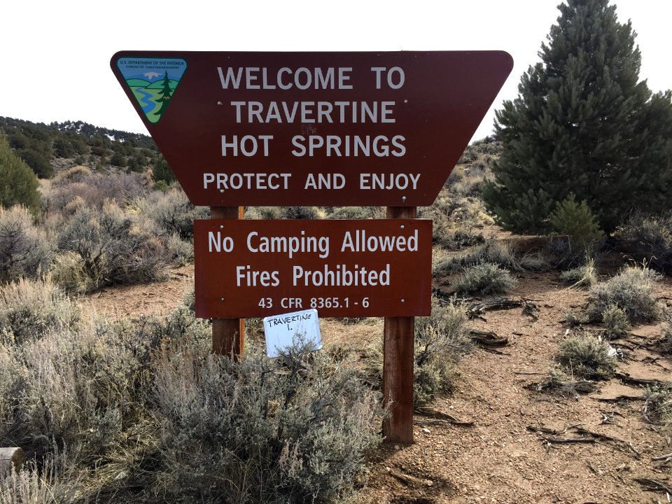 Sign at Travertine Hot Springs