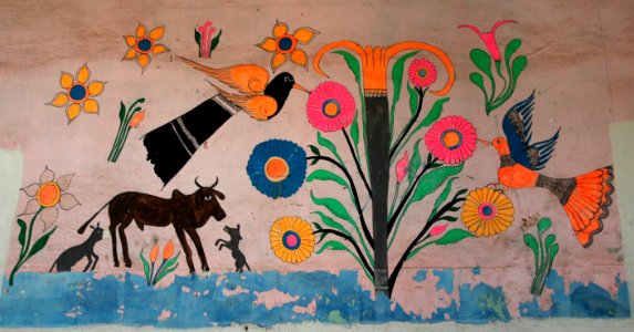 Antique Mexican painting, Tree of Nectar, Hotel Belmar, Mazatlan, Sinaloa, Mexico photo