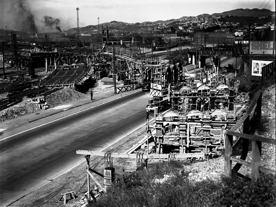 131; Construction of Over Bridge, Hutt Road to Aotea Quay - Circa 1938