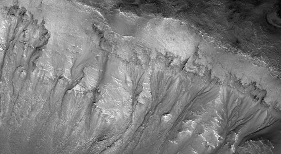 Slope Features on the Wall of Palikir Crater