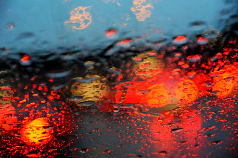 Tail lights, lights, rain on my windshield, cool, wet, groovy, Seattle, Washington, USA