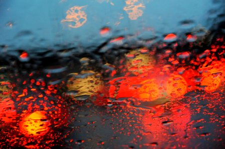Tail lights, lights, rain on my windshield, cool, wet, groovy, Seattle, Washington, USA photo