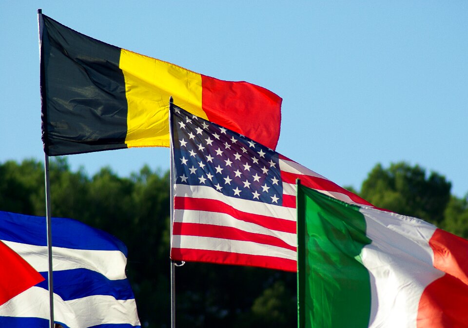 Belgian flag irish flag american flag