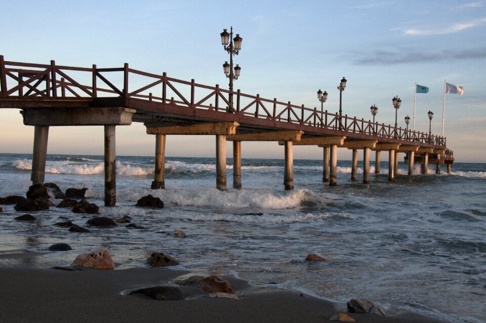 Sea bridge streetlights