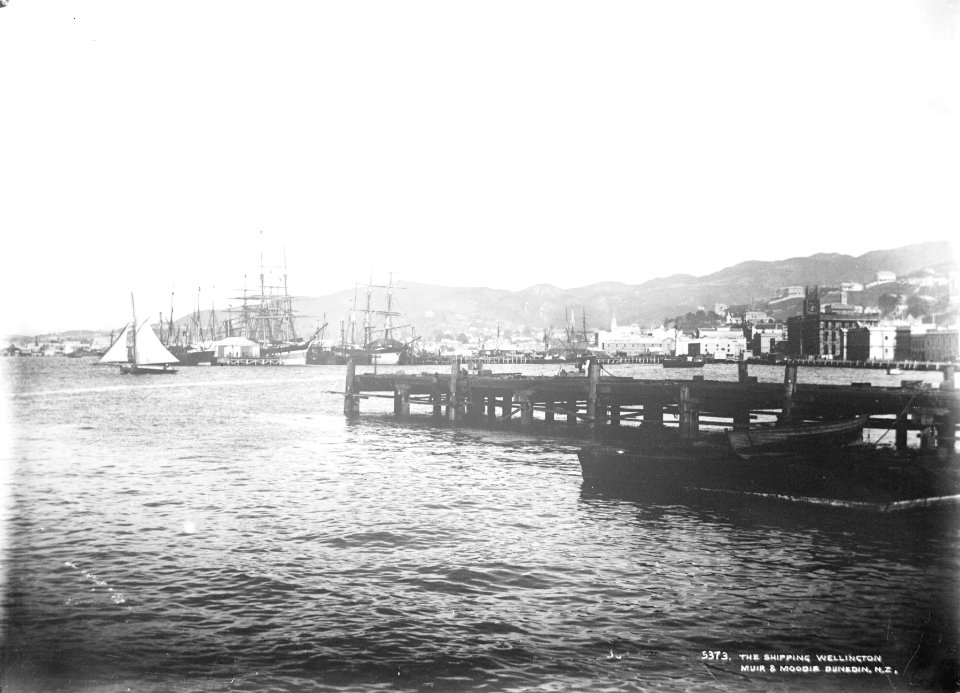 41; Wellington Harbour Shipping - Circa 1888 - Glass Plate Negative