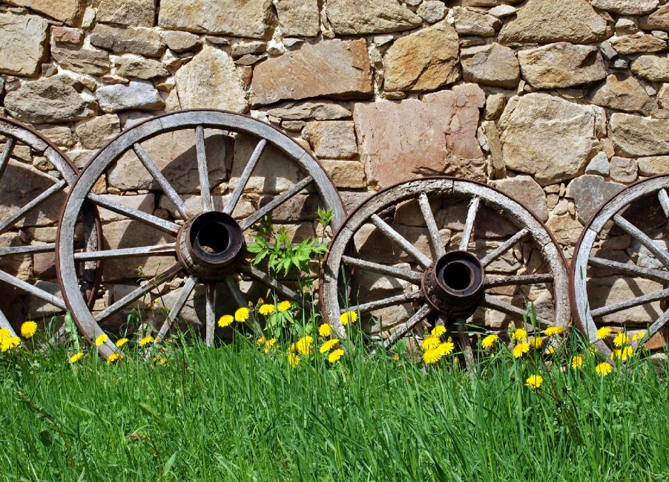Spokes wooden wheel antique