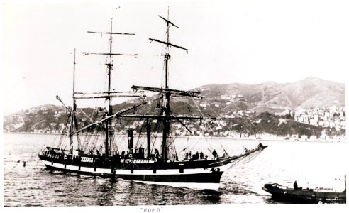Sailing ship named 'Rona' in Wellington Harbour, New Zealand - post 1908 photo
