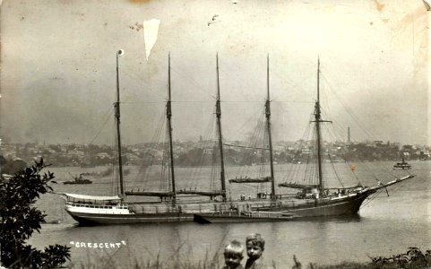 'Crescent' - a five masted barquentine/schooner in Sydney, N.S.W. - pre 1918 photo