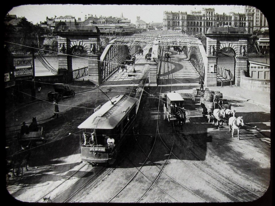 Traffic on Victoria Bridge, Brisbane, Qld - circa 1920 (Explore #86)