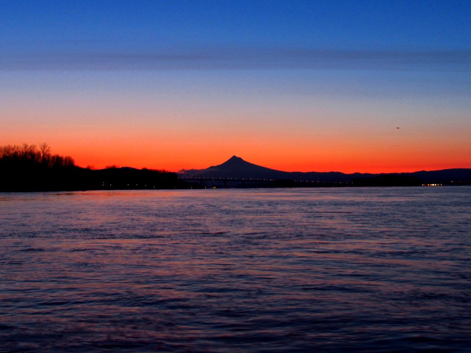 Sunrise at Columbia River and Mt. Hood