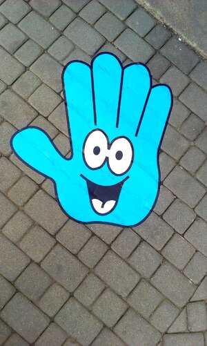 The hand sticker street