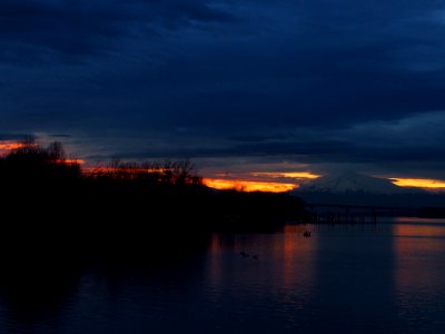 Sunrise at Columbia River and Mt. Hood