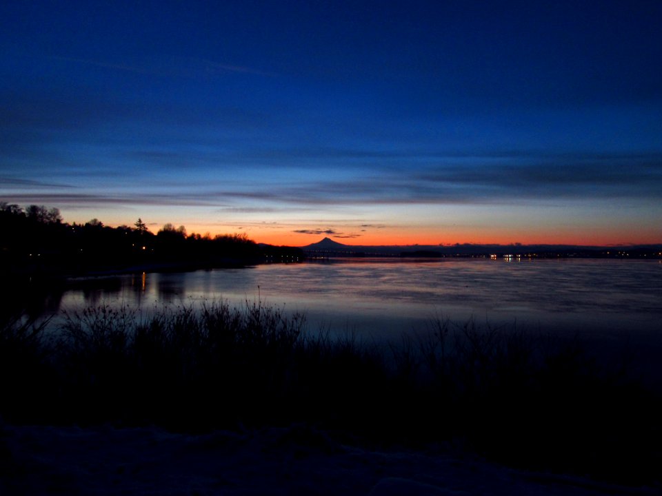 Sunrise at Columbia River and Mt. Hood