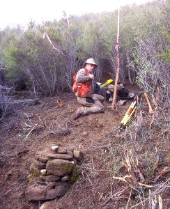 Surveyor at Corner Monument near Condon Peak Recreation Area