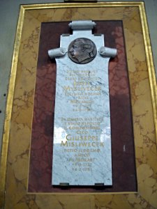 Cenotaph of the Czech composer Josef Mysliveček, Mozart's friend, called "The divine Bohemian" (Prague 1737-Rome 1781) - San Lorenzo in Lucina Church in Rome photo