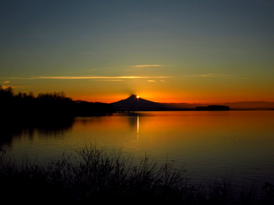Sunrise at Columbia River and Mt. Hood