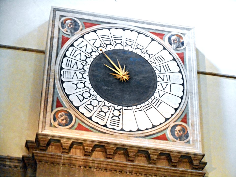 Clock with four heads (year 1443) painted by Paolo Uccello (Pratovecchio 1397-Florence 1475) - Santa Maria del Fiore Basilica in Florence