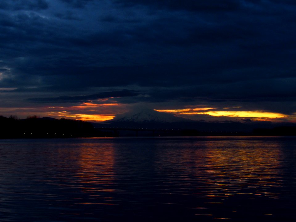 Sunrise at Columbia River and Mt. Hood