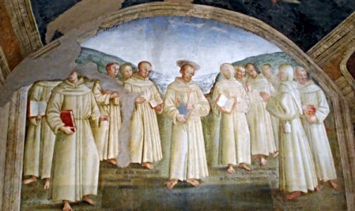 "Saint Francis and his fellows" - "Saint Francis Histories" - frescoes (1506) by Tiberio d'Assisi (Assisi, about 1470-1524) - Friary of Santa Maria degli Angeli at Assisi photo